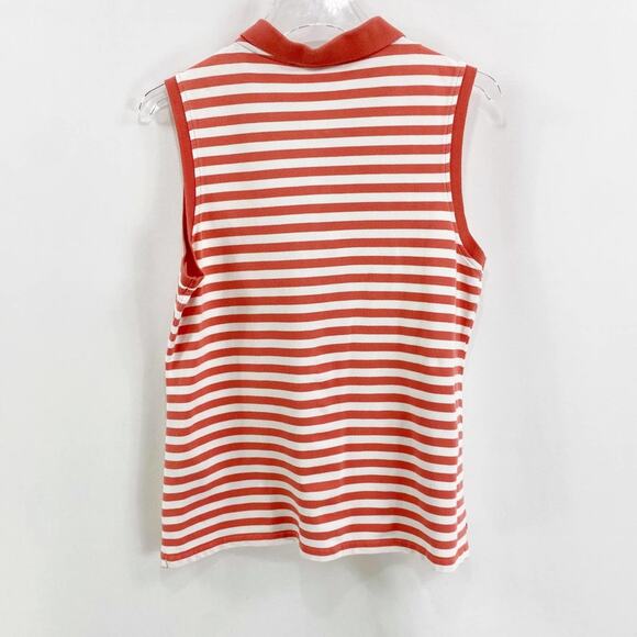 TOMMY HILFIGER Orange White Collared Sleeveless Blouse - Picture 4 of 9